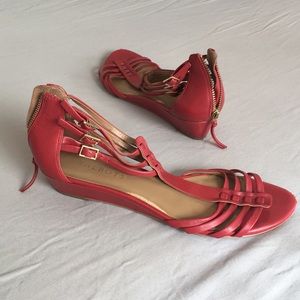 Red Talbots Kitty Wedge Sandals